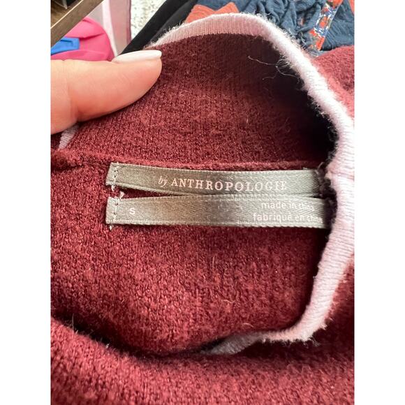 by Anthropologie Women's Lizzie Mock Neck Pullover Sweater Burgundy Size S - Picture 10 of 10